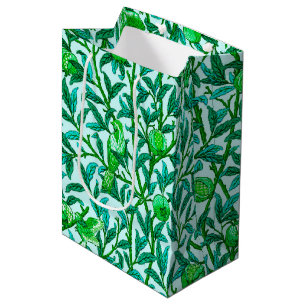 Art Nouveau Bird & Pomegranate, Turquoise & Aqua Medium Gift Bag