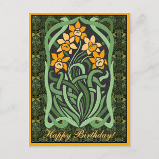 Art Nouveau Birthday Daffodils (Personalised) Postcard