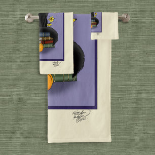 Art Nouveau Black Cat Bath Towel Set