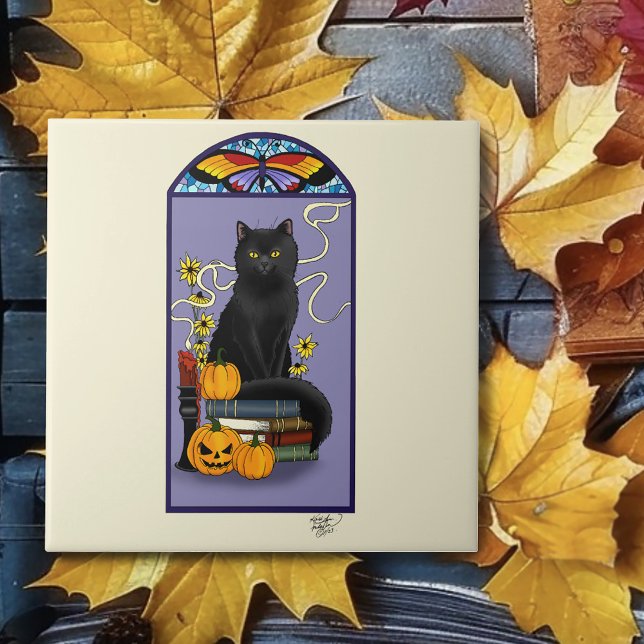 Art Nouveau Black Cat Tile (Creator Uploaded)