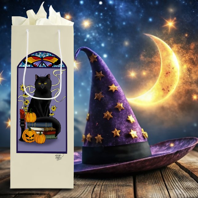 Art Nouveau Black Cat Wine Gift Bag (Creator Uploaded)