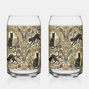 Art Nouveau Black Cats Can Glass