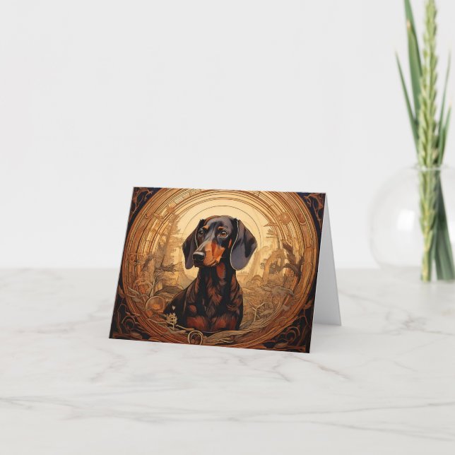 Art Nouveau Blank Dachshund Thank You Cards (Front)