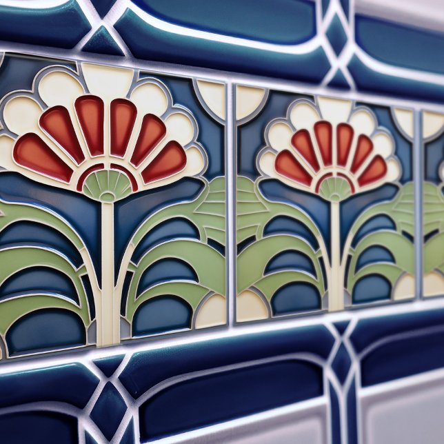 Art Nouveau Bloom Floral Ceramic Tile (Creator Uploaded)