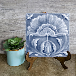 Art Nouveau Blue Floral Antique Look Pretty Tile