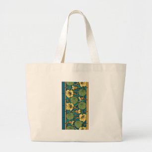 Art Nouveau Blue Floral Large Tote Bag