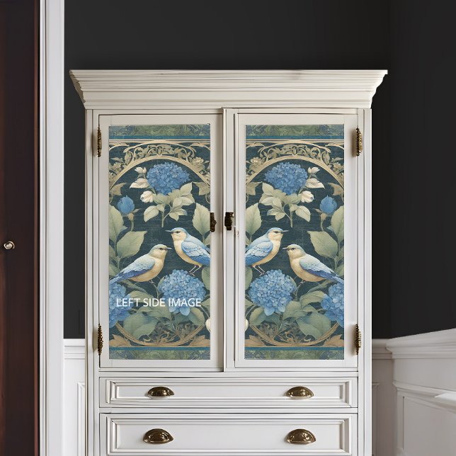 Art Nouveau Blue Hydrangea Love Birds Ephemera Tissue Paper (Creator Uploaded)