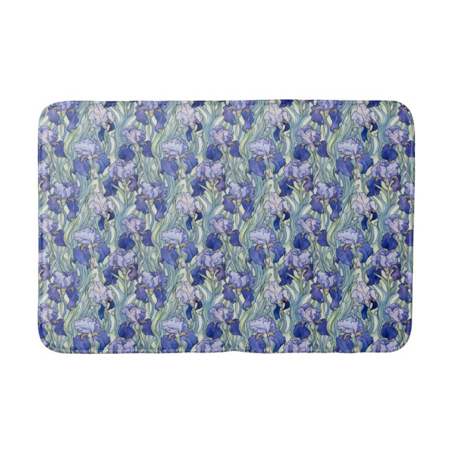 Art Nouveau Blue Iris Bath Mat (Front)