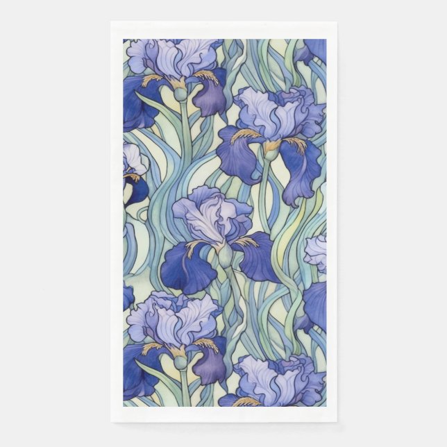 Art Nouveau blue iris Napkins (Front)