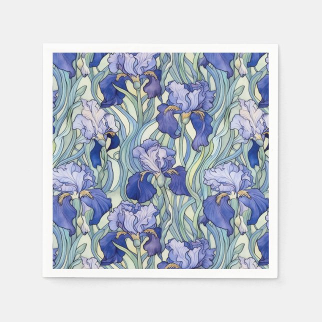 Art Nouveau blue iris Napkins (Front)