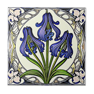 Art nouveau bluebell flower patter 1 tile