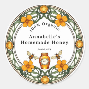 Art Nouveau Boarder Homemade Honey  Classic Round Sticker