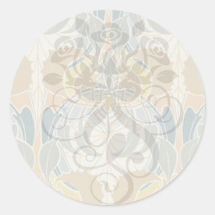art nouveau bold flora design classic round sticker