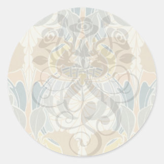 art nouveau bold flora design classic round sticker