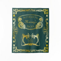 Art Nouveau Book Cover Botanical Motifs Gold Green