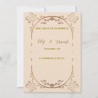Art nouveau border wedding invitation. invitation