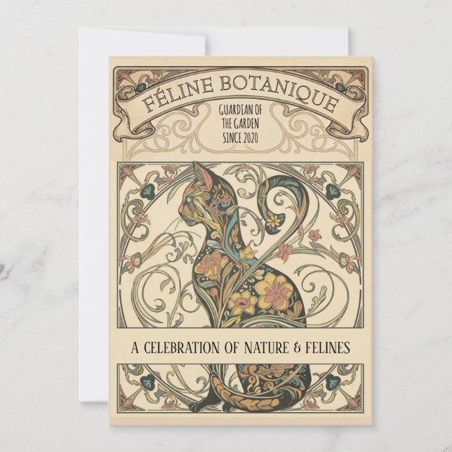 Art Nouveau Botanical Feline Ornamental Art (Front)