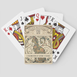 Art Nouveau Botanical Feline Ornamental Art Playing Cards