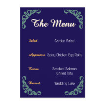 Art Nouveau Botanical Floral Blue Menu