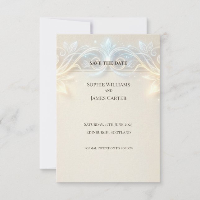 Art Nouveau Botanical Save the Date Card (Front)