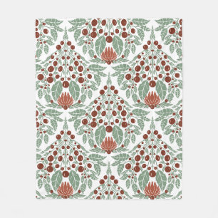 Art Nouveau Botanical–Vintage Floral Scallop  Fleece Blanket