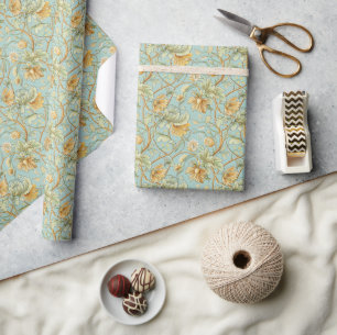 Art Nouveau Botanical Wallpaper – Mint Green Wrapping Paper