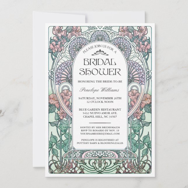 Art Nouveau Bridal Shower Invitations V.03 (Front)
