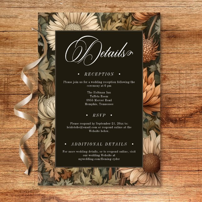 Art Nouveau Brown William Morris Floral Wedding Enclosure Card (Art Nouveau Brown William Morris Floral Wedding Enclosure Card)
