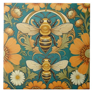 Art Nouveau Bumble Bee Decorative Ceramic Tile