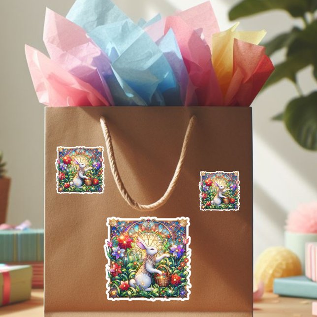 Art Nouveau Bunny Garden Stained Glass Easter (Creator Uploaded)