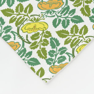 Art Nouveau Buttercup floral wallpaper damask Fleece Blanket