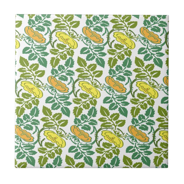 Art Nouveau Buttercup floral wallpaper damask Tile (Front)