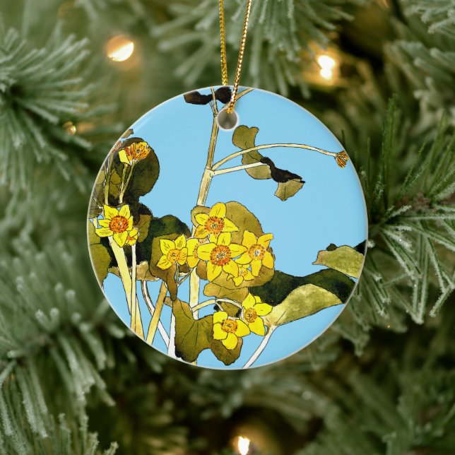 Art Nouveau Buttercups Ceramic Tree Decoration (Tree)