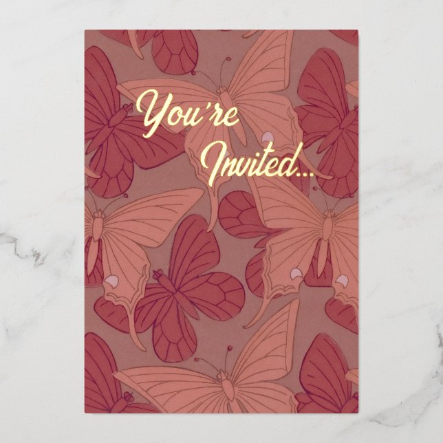 Art Nouveau Butterfly Invitation (Foil) (Front)