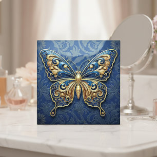 Art Nouveau Butterfly Pat#2 Blue ID1222 Tile