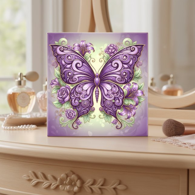 Art Nouveau Butterfly Pat#3 Wisteria ID1222 Tile (Creator Uploaded)