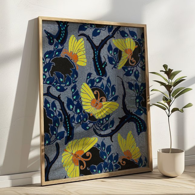 Art Nouveau Butterfly Pattern Vintage Textile Art  Poster (Creator Uploaded)