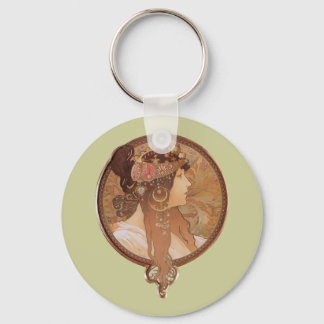Art Nouveau - Byzantine Head, The Brunette Key Ring