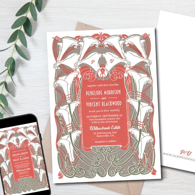 Art Nouveau Calla Lily Elegance Invitation (Creator Uploaded)
