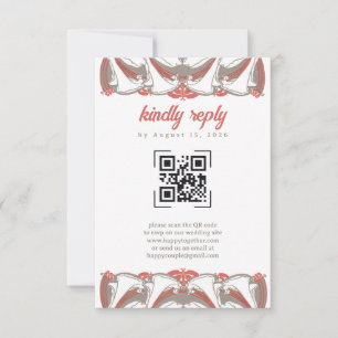Art Nouveau Calla Lily Elegance QR Code RSVP Card