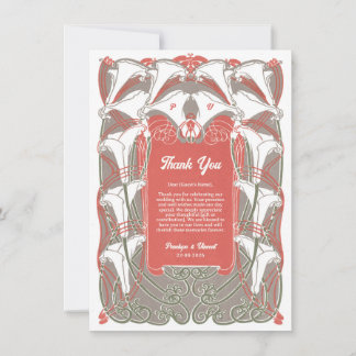 Art Nouveau Calla Lily Elegance Thank You Card