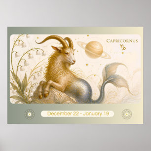 Art Nouveau Capricorn Zodiac Wall Art