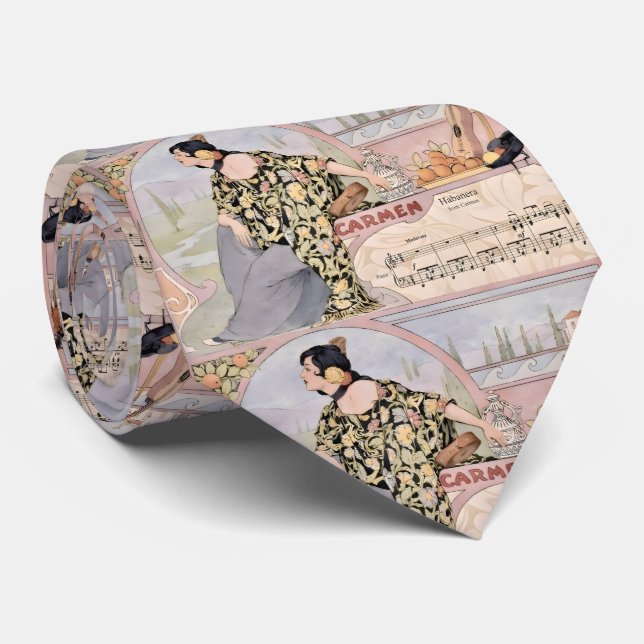 Art Nouveau Carmen Habanera Print – Vintage Opera  Tie (Rolled)