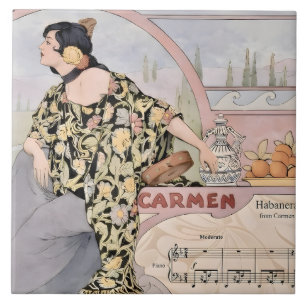 Art Nouveau Carmen Habanera Print – Vintage Opera  Tile