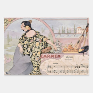 Art Nouveau Carmen Habanera Print – Vintage Opera  Wrapping Paper Sheet