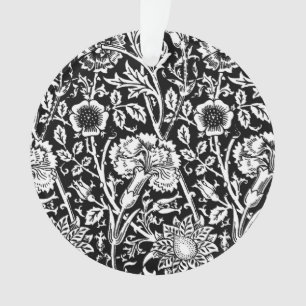 Art Nouveau Carnation Damask, Black and White Ornament
