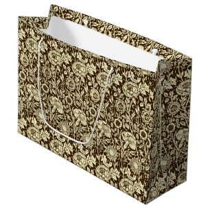 Art Nouveau Carnation Damask, Brown and Cream Large Gift Bag