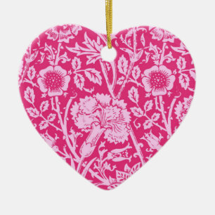 Art Nouveau Carnation Damask, Fuchsia Pink Ceramic Tree Decoration