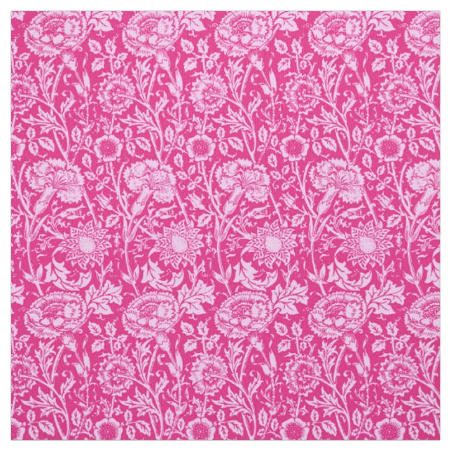 Art Nouveau Carnation Damask, Fuchsia Pink Fabric (Swatch)