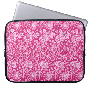 Art Nouveau Carnation Damask, Fuchsia Pink Laptop Sleeve
